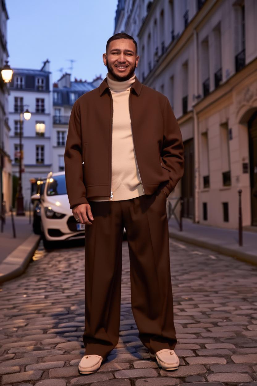 Younesse KERBOUB dans une rue pavée de Paris
